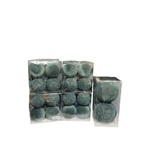 Lot Velvet Flocked Ball Christmas Ornaments Green / Blue